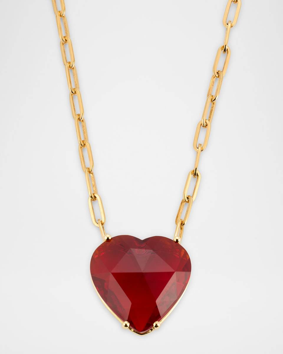18K Yellow Gold Golden Colors Heart Fire Opal Necklace